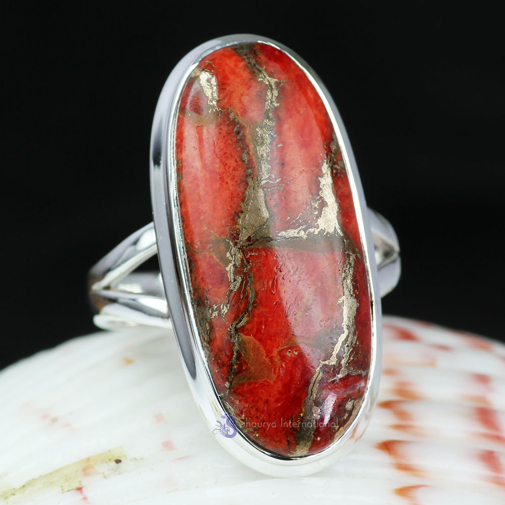 RED COPPER TURQUOISE E - RCT994- NEW COLLECTION OF RED COPPER TURQUOISE GEMSTONE RINGS WI